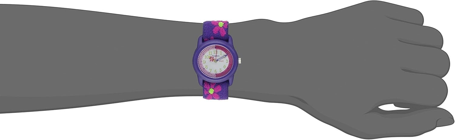 image:imageTimex TIME Machines 29mm Elastic Fabric Kids WatchPurpleWhitePurpleFloral