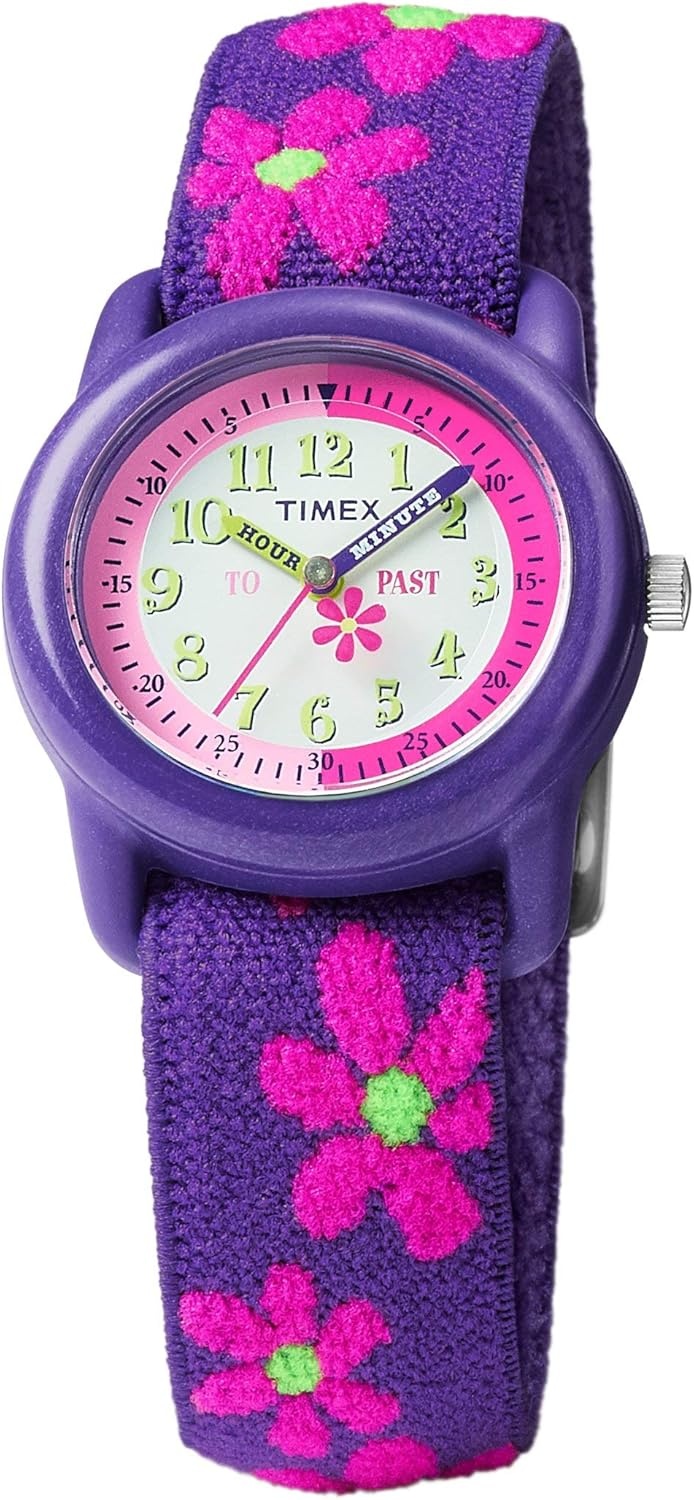 image:imageTimex TIME Machines 29mm Elastic Fabric Kids WatchPurpleWhitePurpleFloral