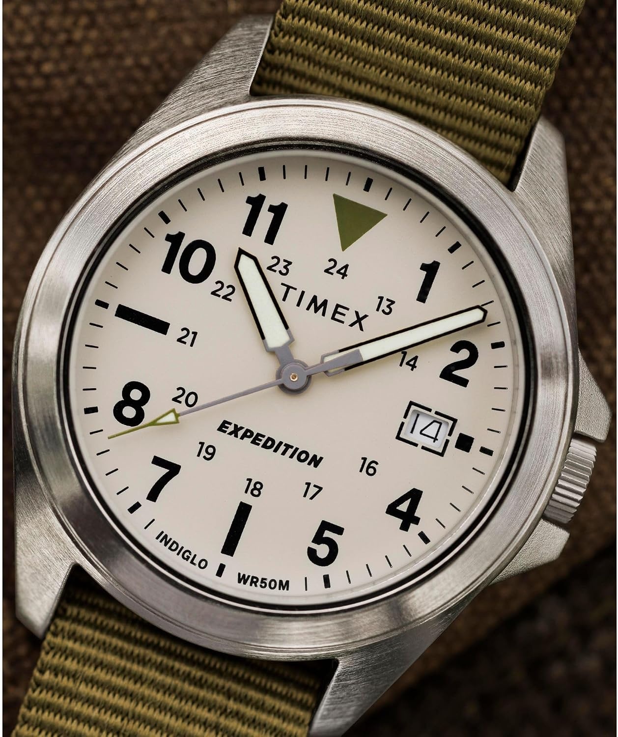 image:imageTimex Unisex Expedition Field 36mm Watch Green Strap Dial SilverTone CaseGreenSilverToneNatural