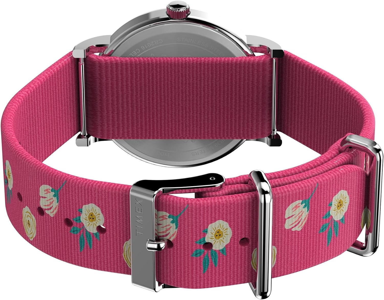 image:imageTimex Unisex Weekender 38mm WatchPinkSilverToneWhite