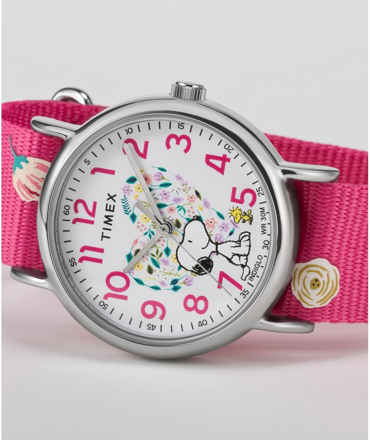 image:imageTimex Unisex Weekender 38mm WatchPinkSilverToneWhite