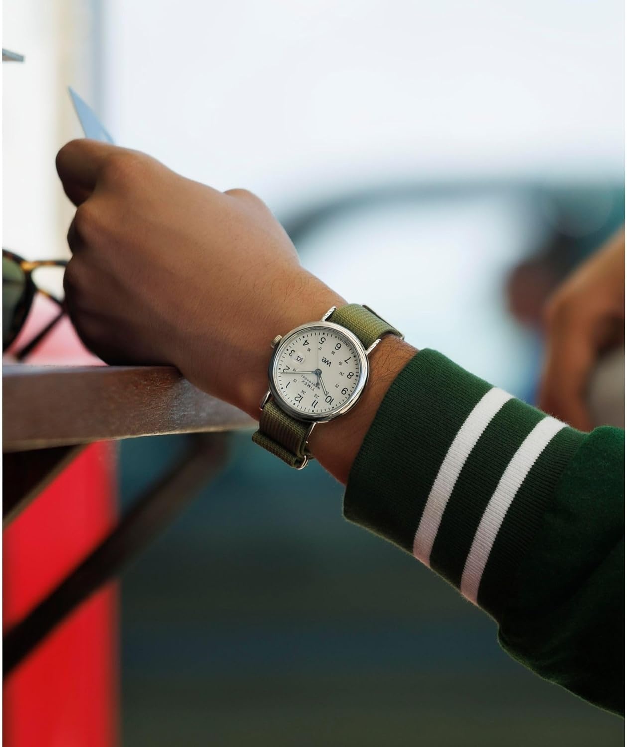 image:imageTimex Unisex Weekender 40mmGreenSilverToneWhite