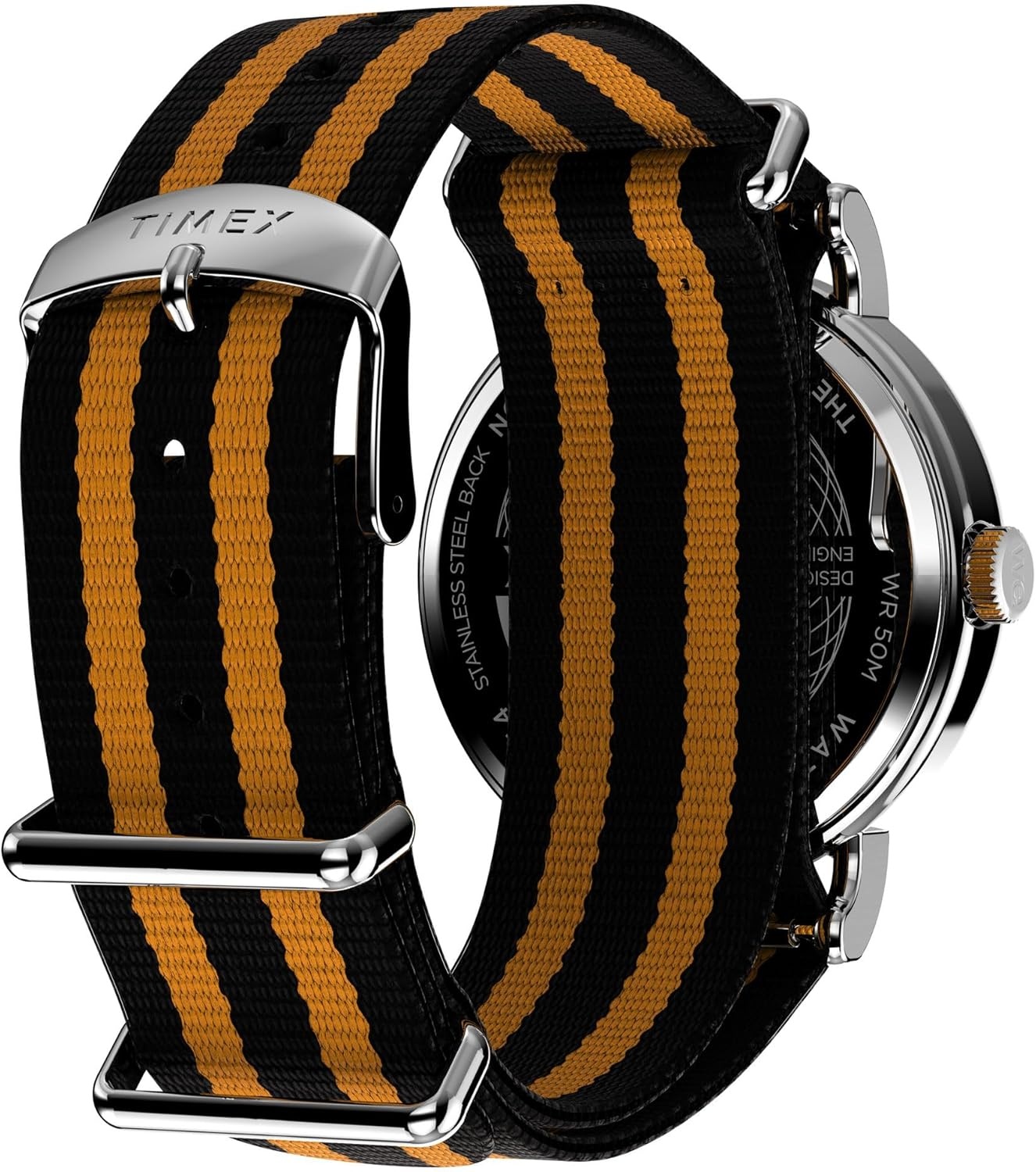 image:imageTimex Unisex Weekender 40mmOrangeSilverToneWhiteDouble Stripe