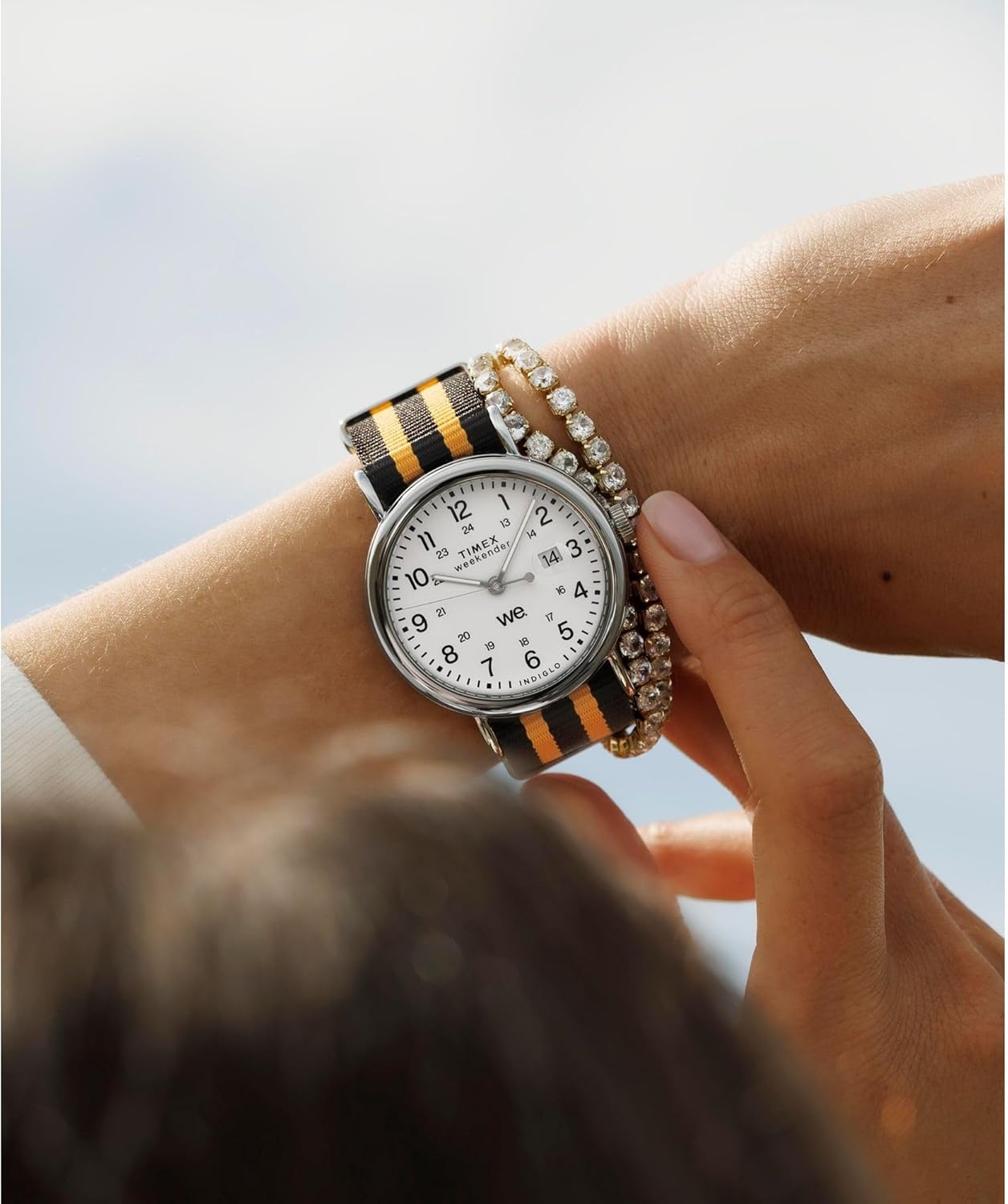 image:imageTimex Unisex Weekender 40mmOrangeSilverToneWhiteDouble Stripe