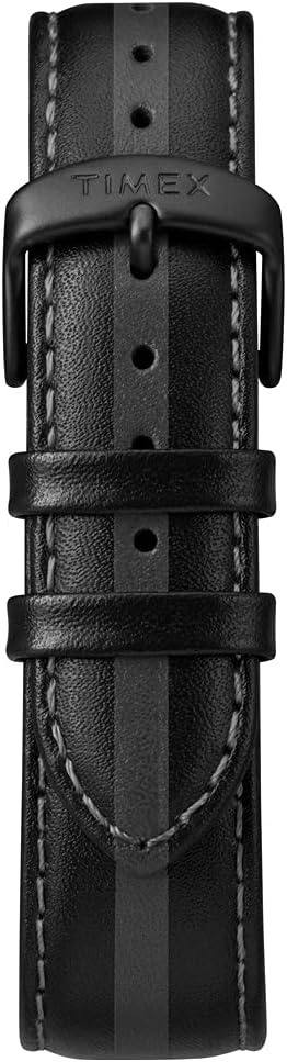 image:imageTimex Unisexs Analog Quartz Watch with Leather Strap TW2P624009JBlackGray StripeBlue