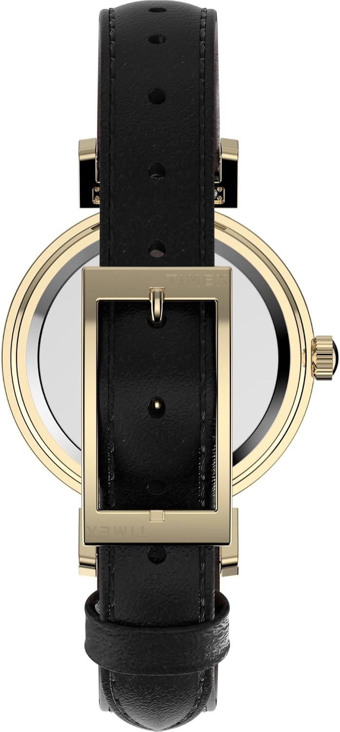 image:imageTimex Womens Dress 31mm Watch Black Strap SilverTone Dial GoldTone CaseBlackSilverToneGoldTone