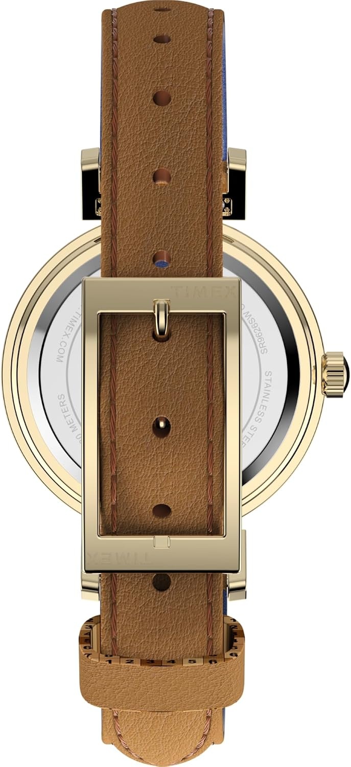 image:imageTimex Womens Dress 31mm Watch Black Strap SilverTone Dial GoldTone CaseBrownSilverToneGoldTone