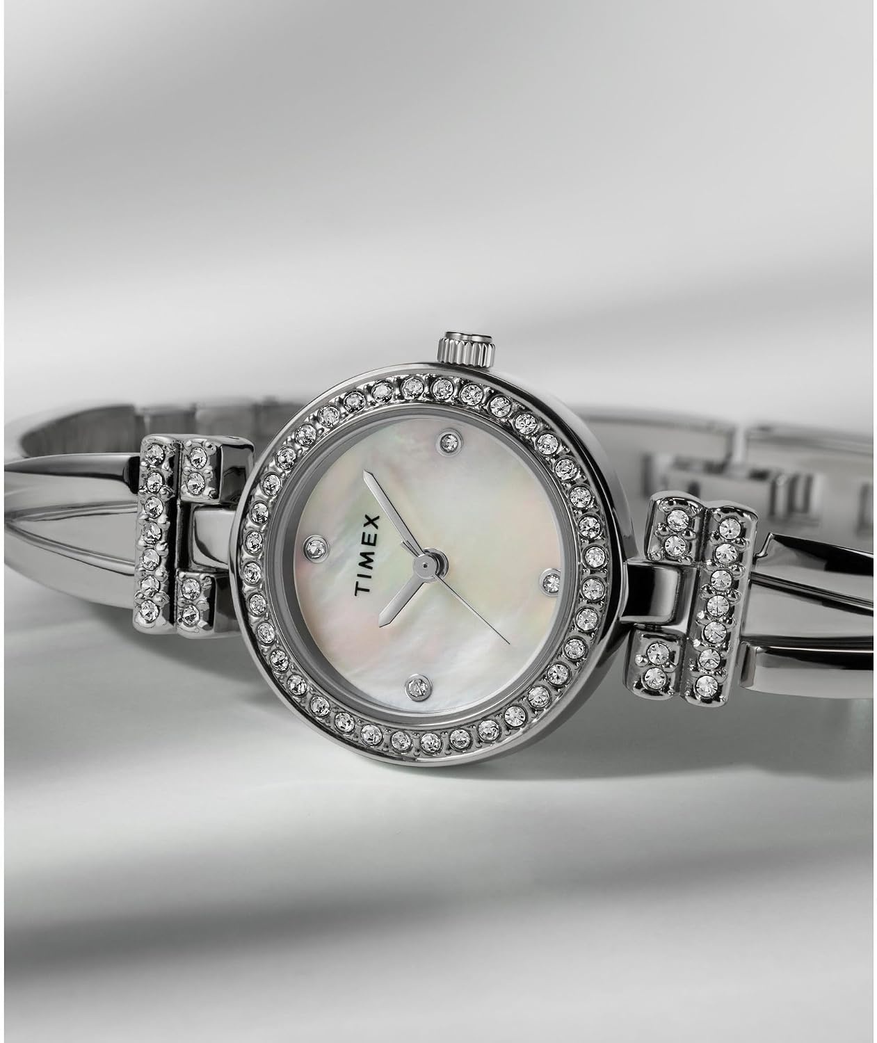 image:imageTimex Womens Dress SelfAdjustable Bracelet Watch TwoTone Bracelet Mother of Pearl Dial TwoTone CaseTwoToneSilverToneMother of Pearl