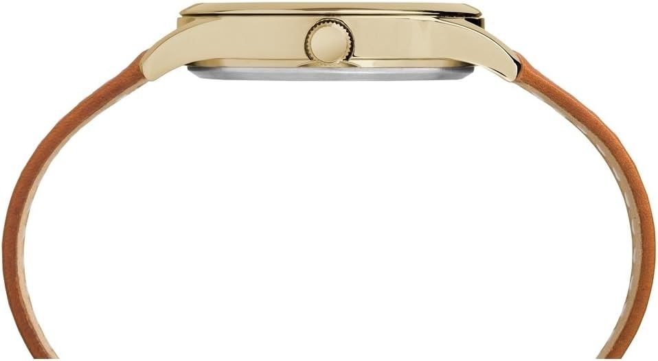 image:imageTimex Womens New England Leather Strap WatchTanGoldToneSilverTone