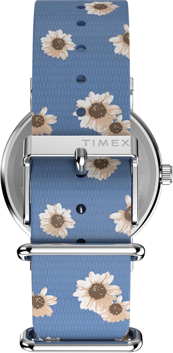image:imageTimex Womens Peanuts Floral 38mm Watch Pink Strap White Dial SilverTone CaseBlueBlueSilverTone