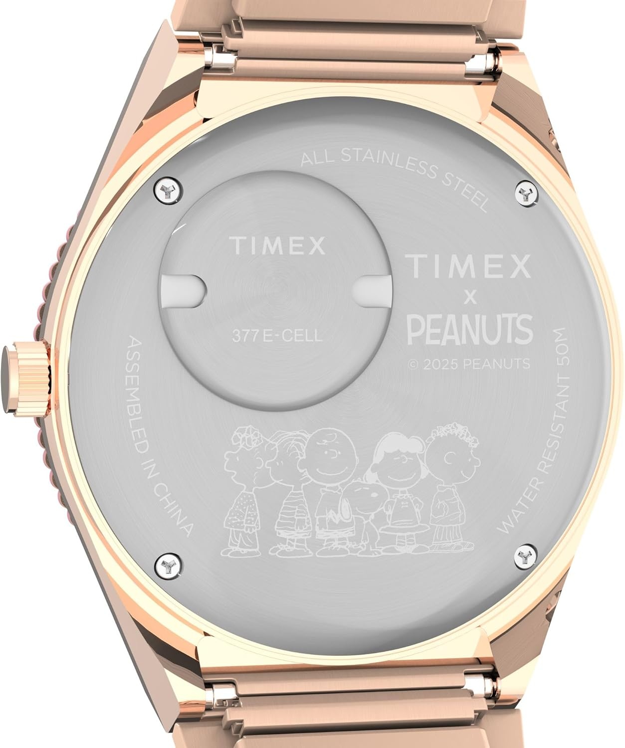 image:imageTimex Womens Peanuts Q 36mm Watch Rose GoldTone Expansion Band Pink Dial Rose GoldTone Case