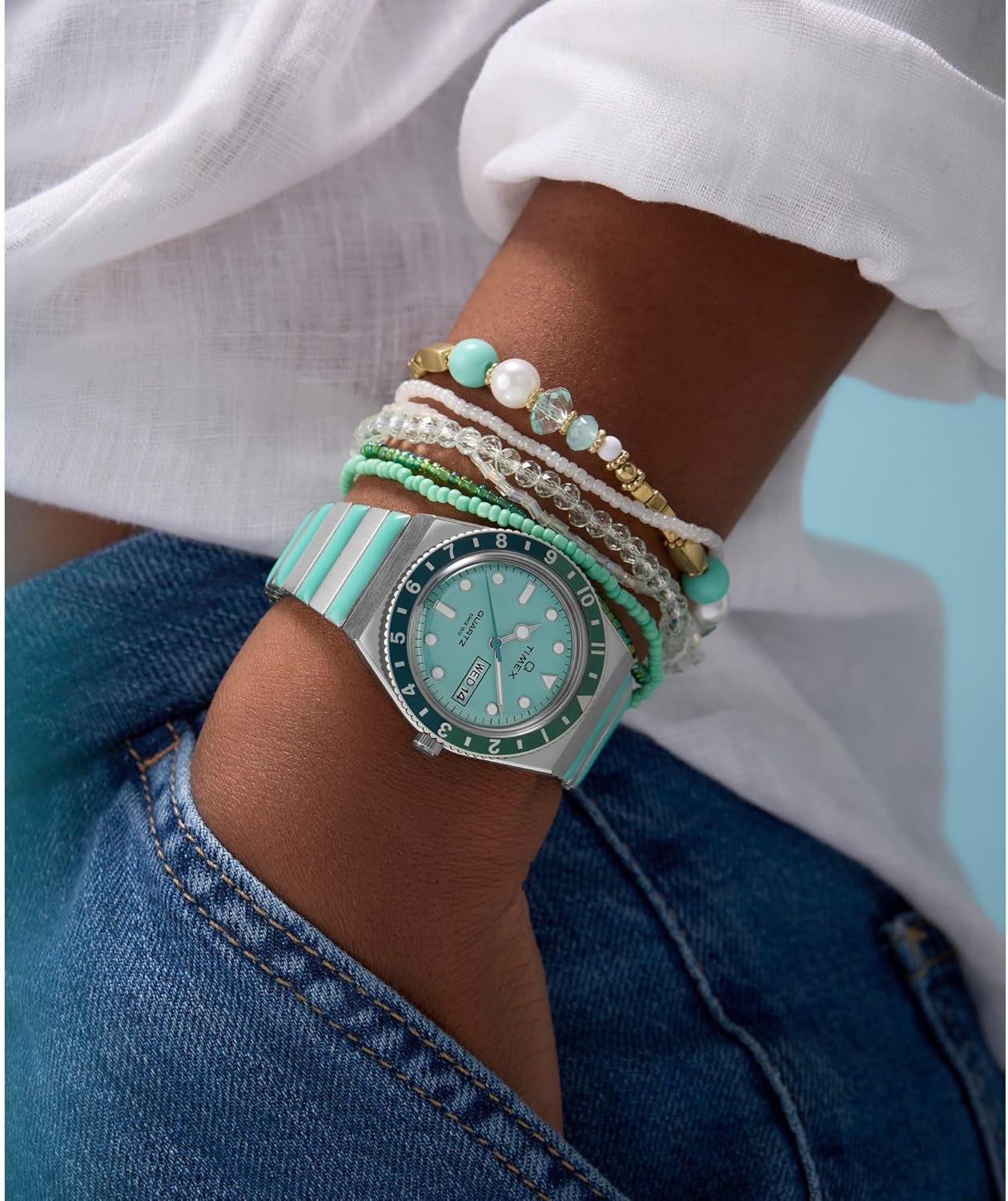 image:imageTimex Womens Q 36mm WatchTwoToneSilverToneBlue