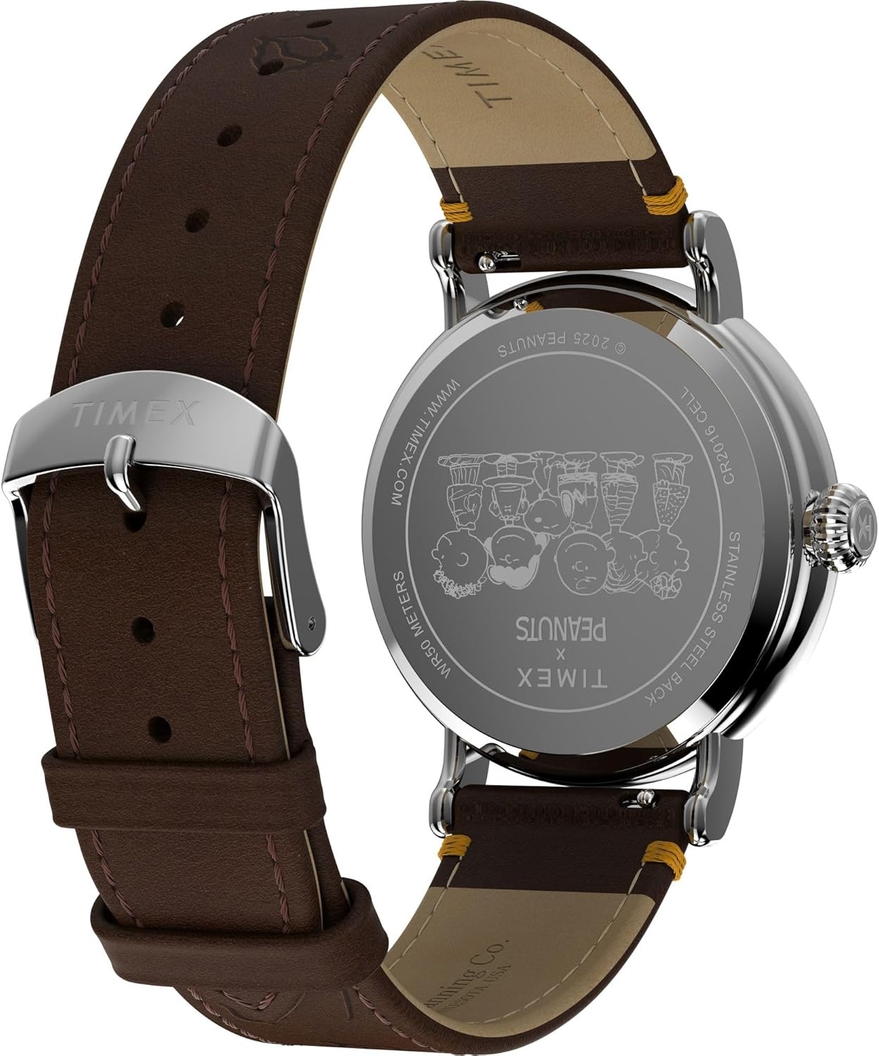 image:imageTimex x Peanuts Unisex Waterbury Standard 40mm WatchBrownSilverToneWhite