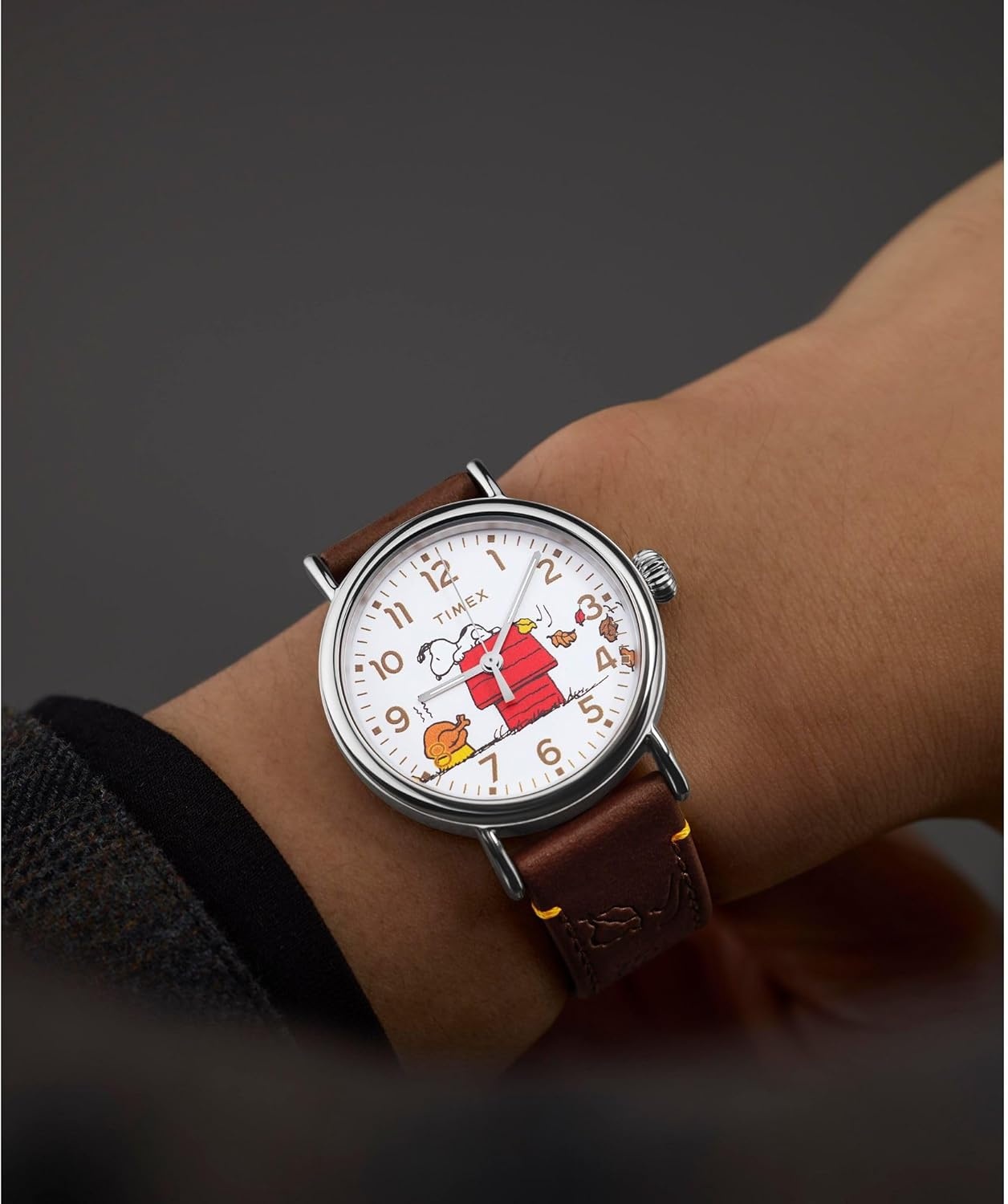 image:imageTimex x Peanuts Unisex Waterbury Standard 40mm WatchBrownSilverToneWhite