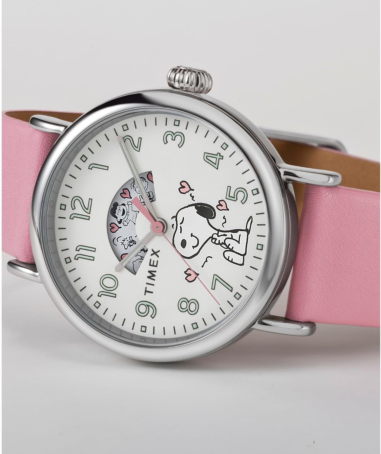 image:imageTimex x Peanuts Unisex Waterbury Standard 40mm WatchPinkSilverToneWhite