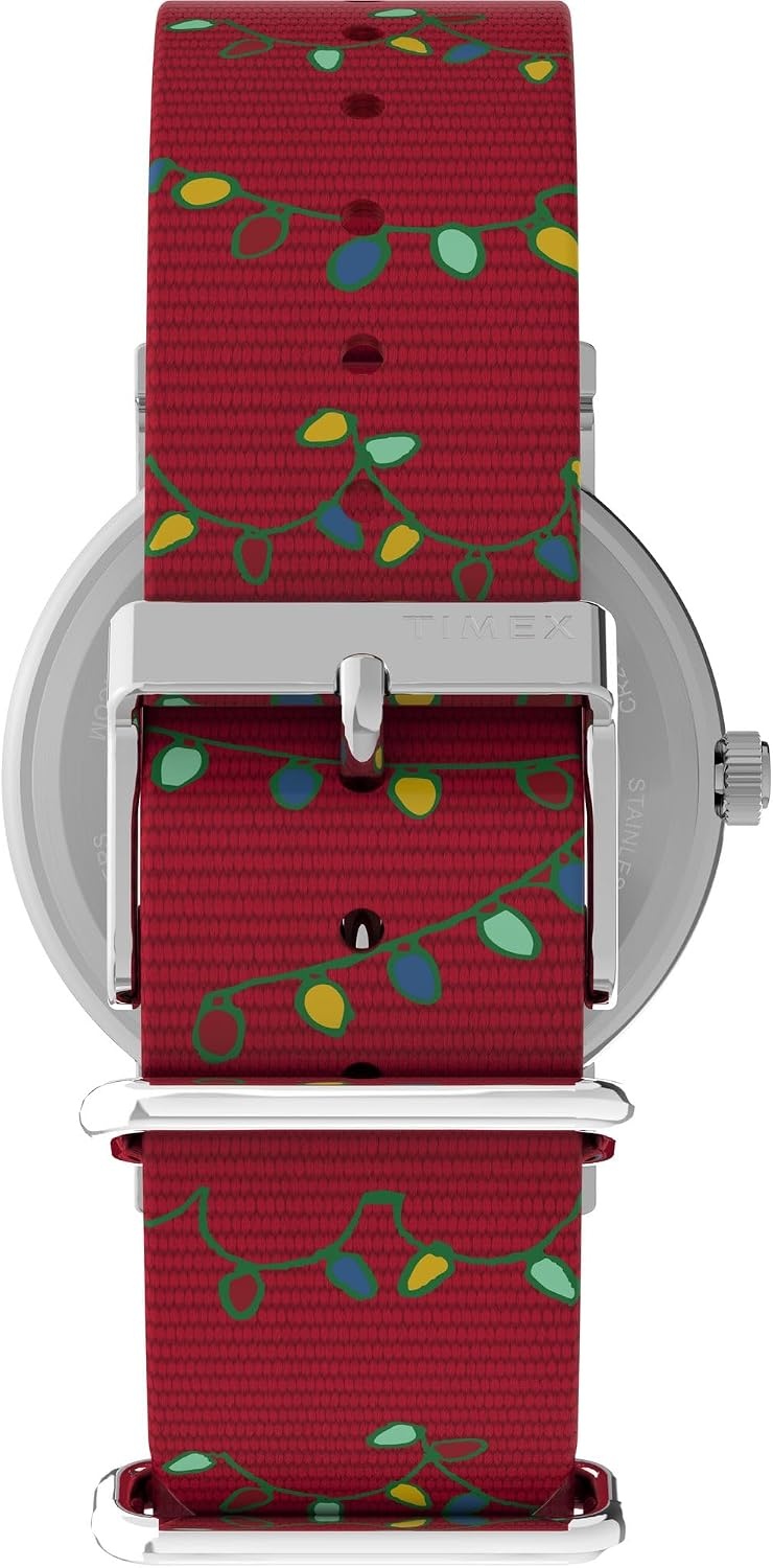 image:imageTimex x Peanuts Womens Weekender Holiday 38mm Watch Red Strap White Dial SilverTone Case