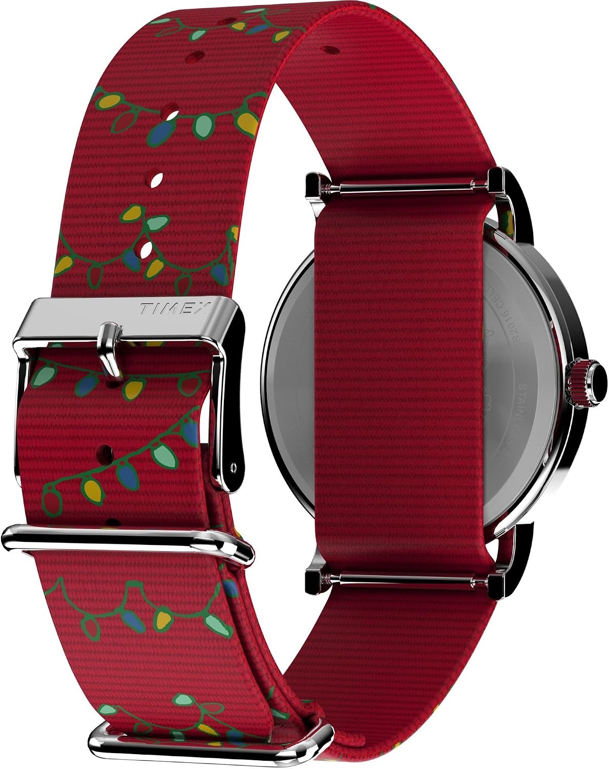image:imageTimex x Peanuts Womens Weekender Holiday 38mm Watch Red Strap White Dial SilverTone Case