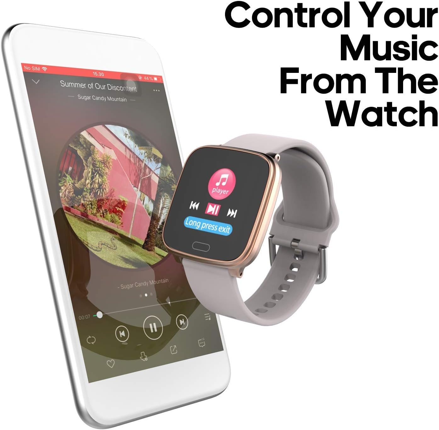 image:imageiConnect by Timex Active Smartwatch with Heart Rate Notifications amp Activity Tracking 37mm Rose GoldTone with Blush Resin Strap