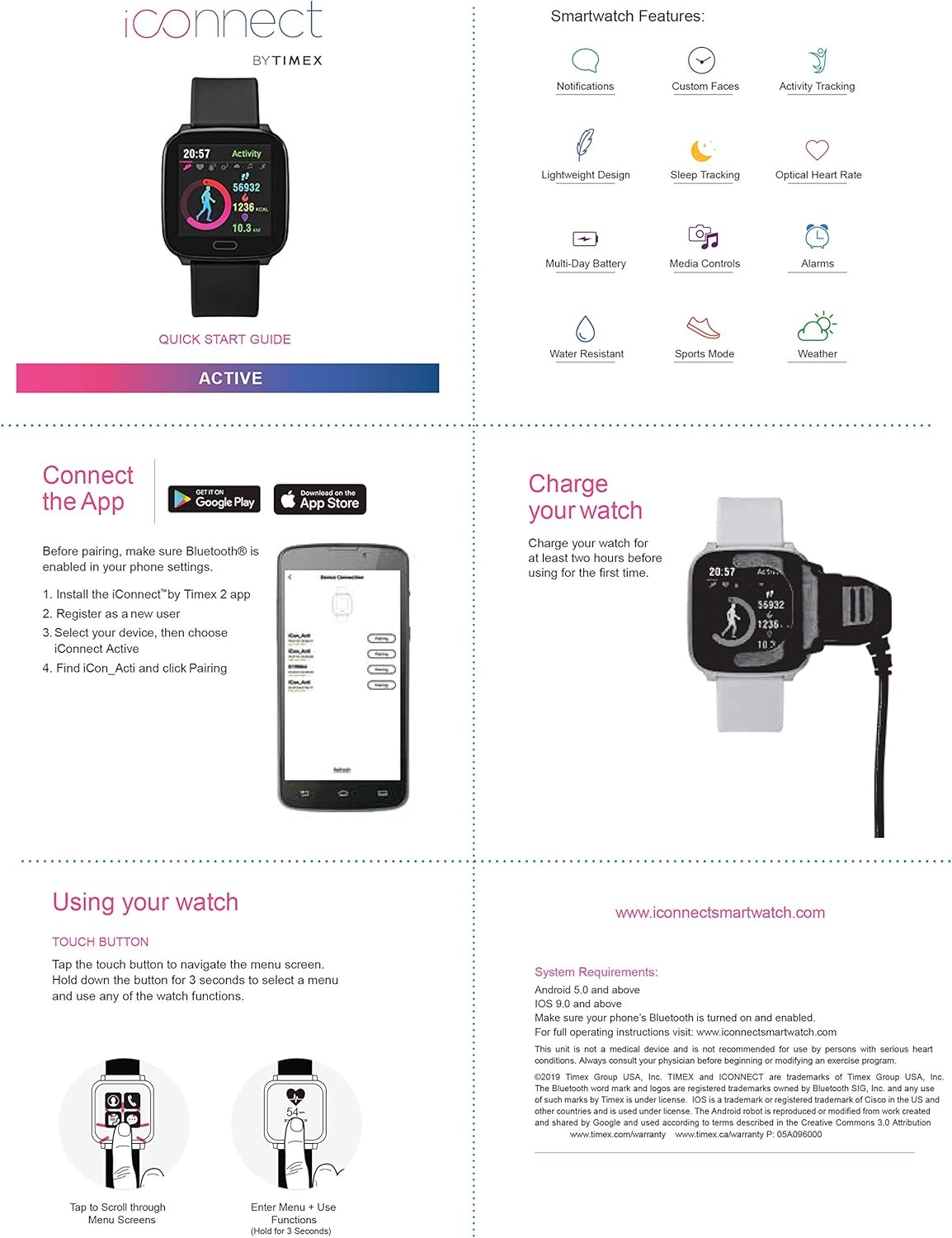 image:imageiConnect by Timex Active Smartwatch with Heart Rate Notifications amp Activity Tracking 37mm Rose GoldTone with Blush Resin Strap