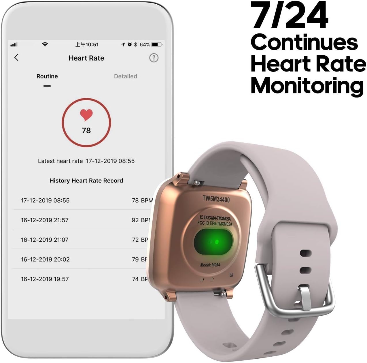 image:imageiConnect by Timex Active Smartwatch with Heart Rate Notifications amp Activity Tracking 37mm Rose GoldTone with Blush Resin Strap