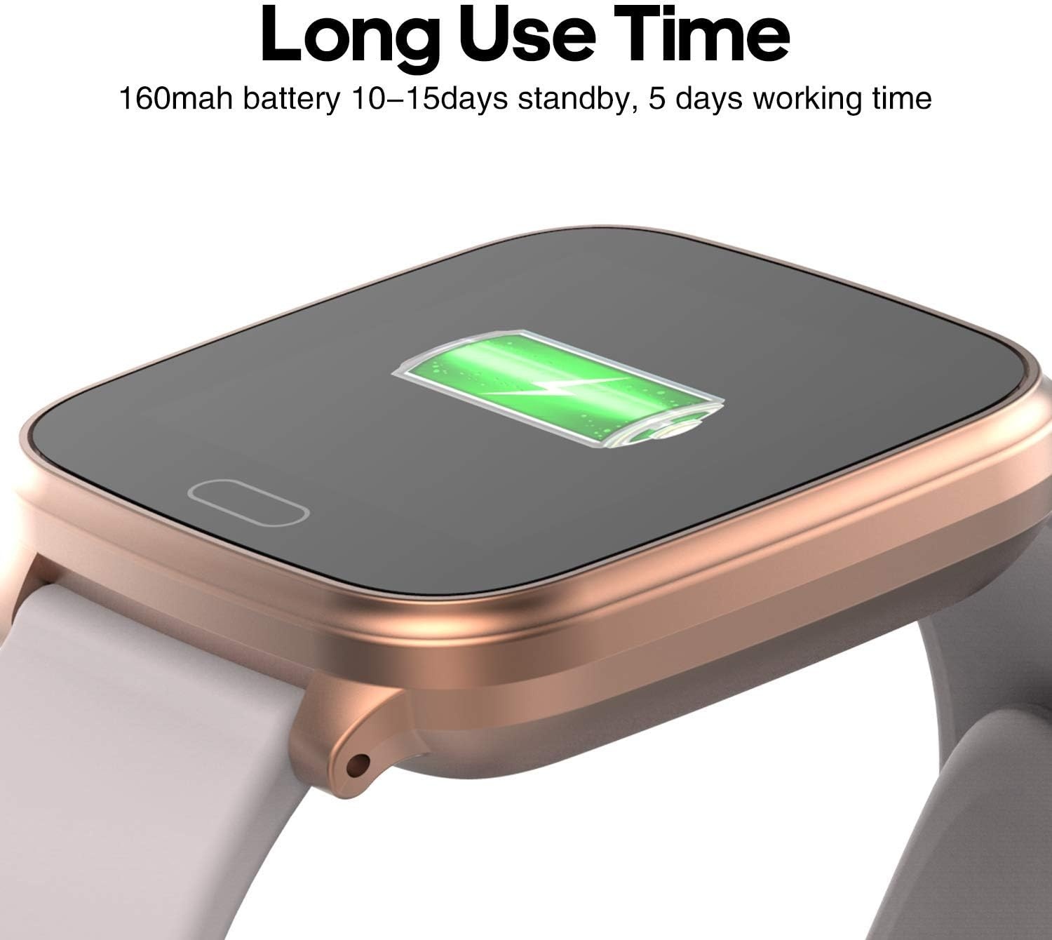 image:imageiConnect by Timex Active Smartwatch with Heart Rate Notifications amp Activity Tracking 37mm Rose GoldTone with Blush Resin Strap