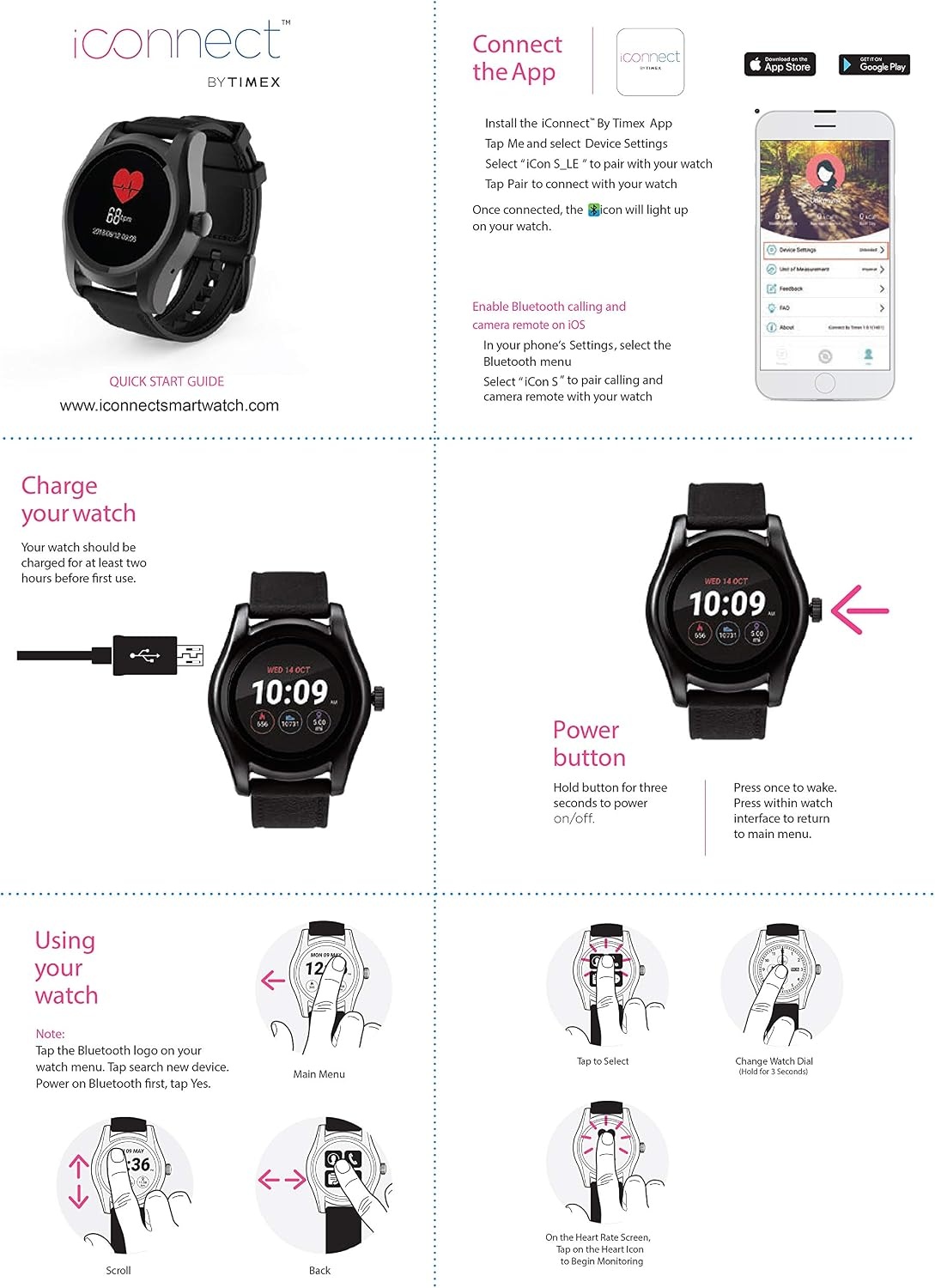 image:imageiConnect by Timex Classic Round Touchscreen Smartwatch with Heart Rate Notifications and TwoWay Bluetooth CallingWhiteSilverTone