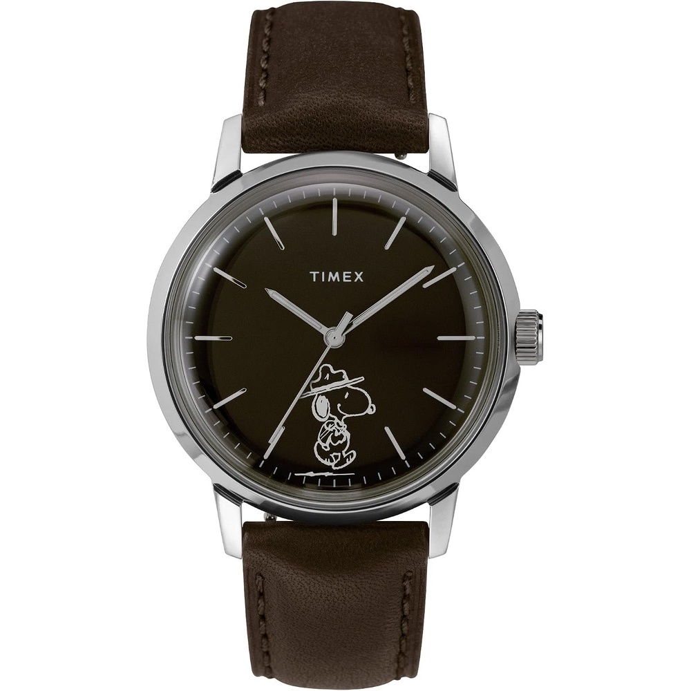 image:imageTimex 40 mm Marlin Automatic X Peanuts Featuring Snoopy Beagle Scout Leather Strap Watch