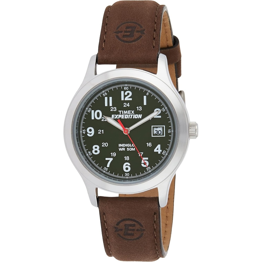 image:imageTimex Expedition Metal Field 40mm Mens Analog Watch  Luminous Hands  24 Hour Time  Quick Date Function  Rugged Outdoor Watch  50M Water ResistanceBrownSilverToneGreen