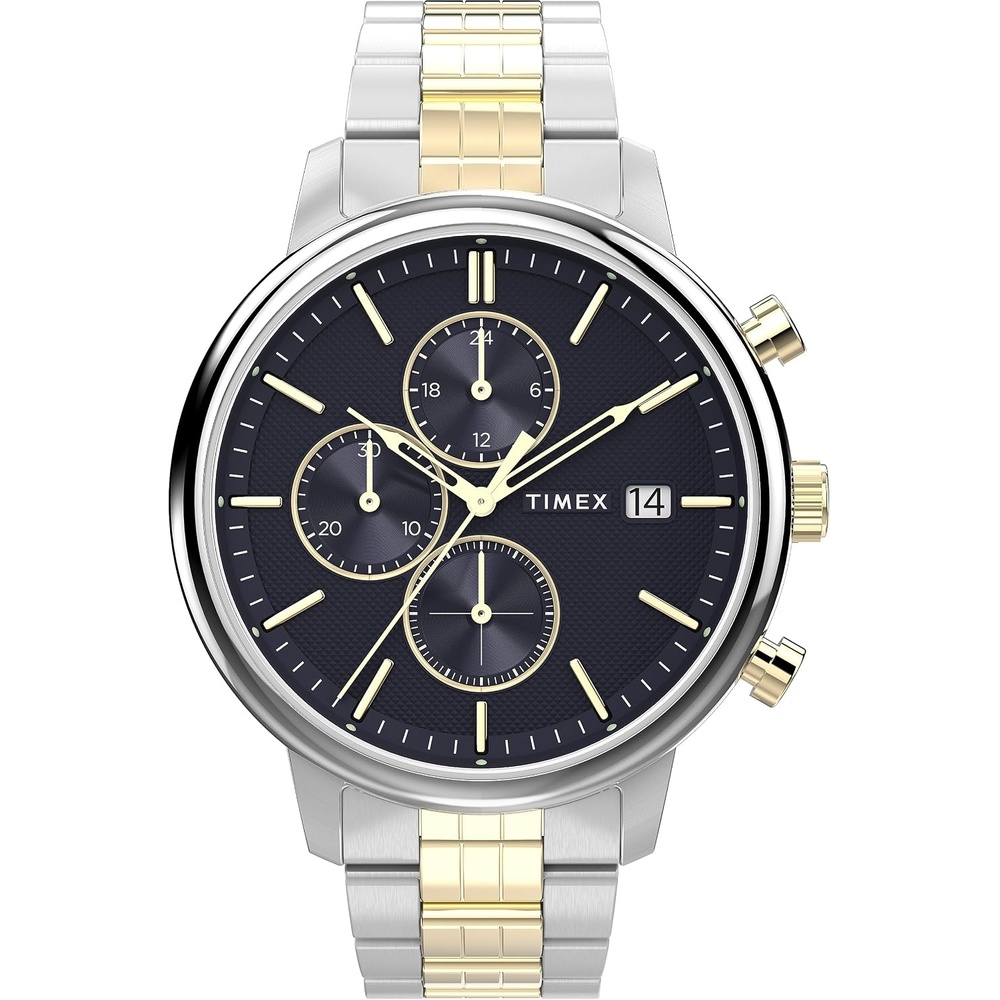 image:imageTimex Mens Chicago 45mm Watch  TwoTone Strap Blue Dial TwoTone Case