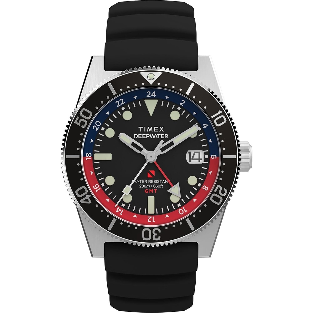 image:imageTimex Mens Deep Water Reef 41mm WatchBlackStainless SteelBlackRed