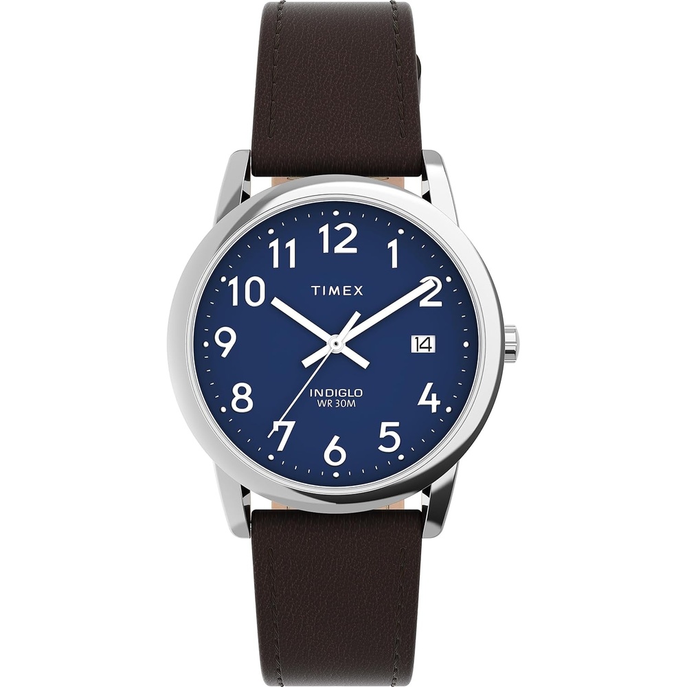 image:imageTimex Mens Easy Reader WatchBlackSilverToneBlue35mm