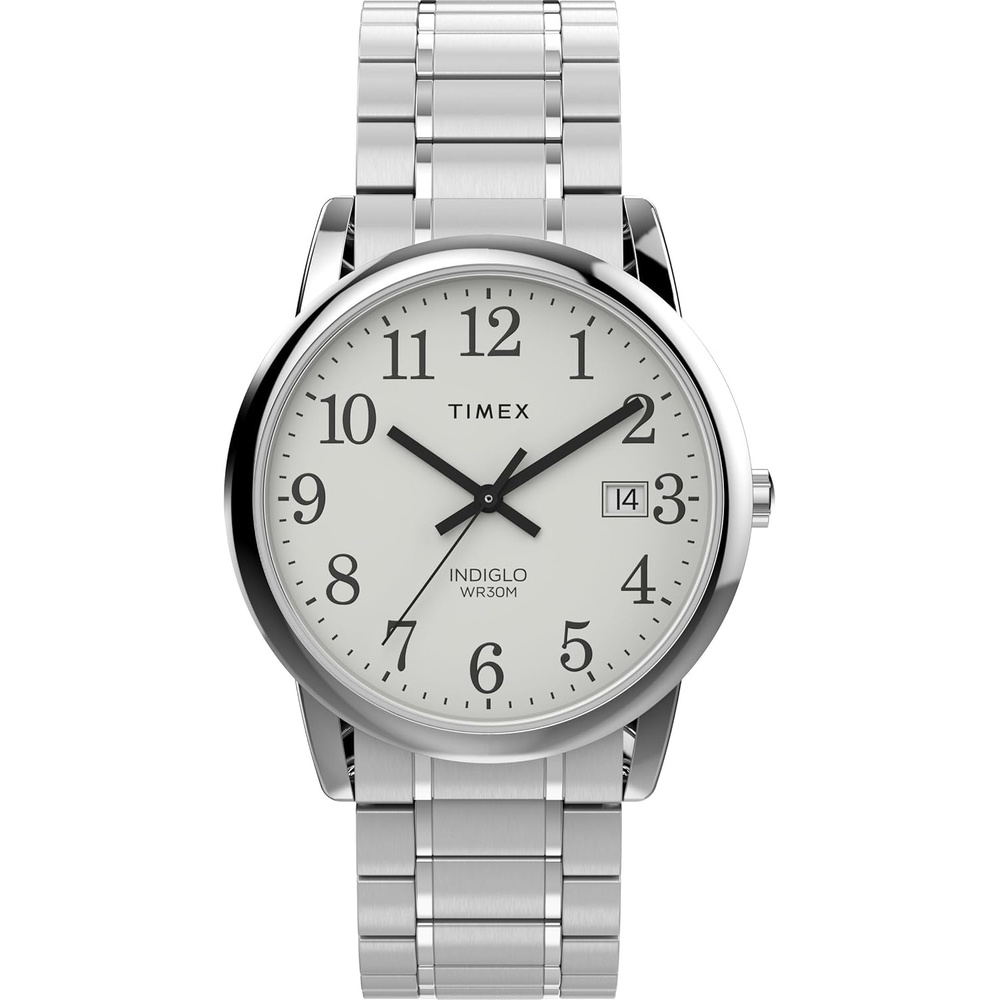 image:imageTimex Mens Easy Reader WatchSilverToneSilverToneWhite35mm