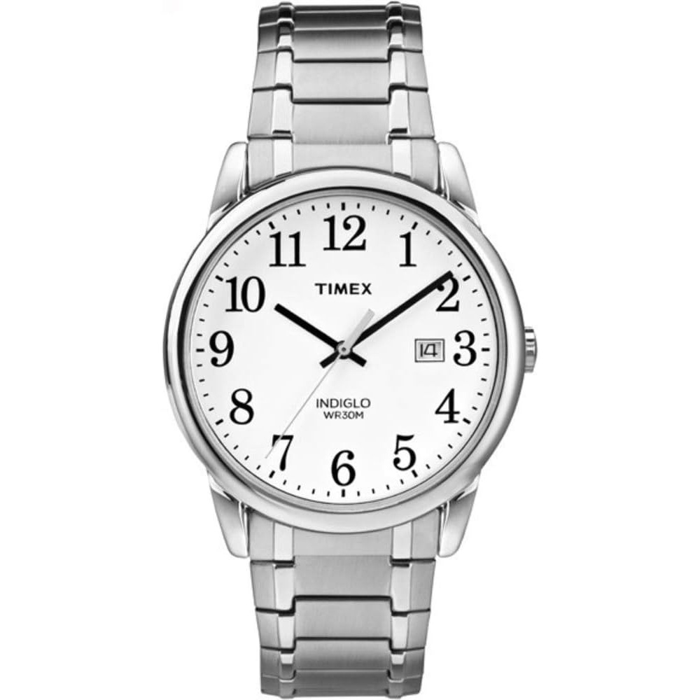 image:imageTimex Mens Easy Reader WatchSilverToneSilverToneWhiteA38mm