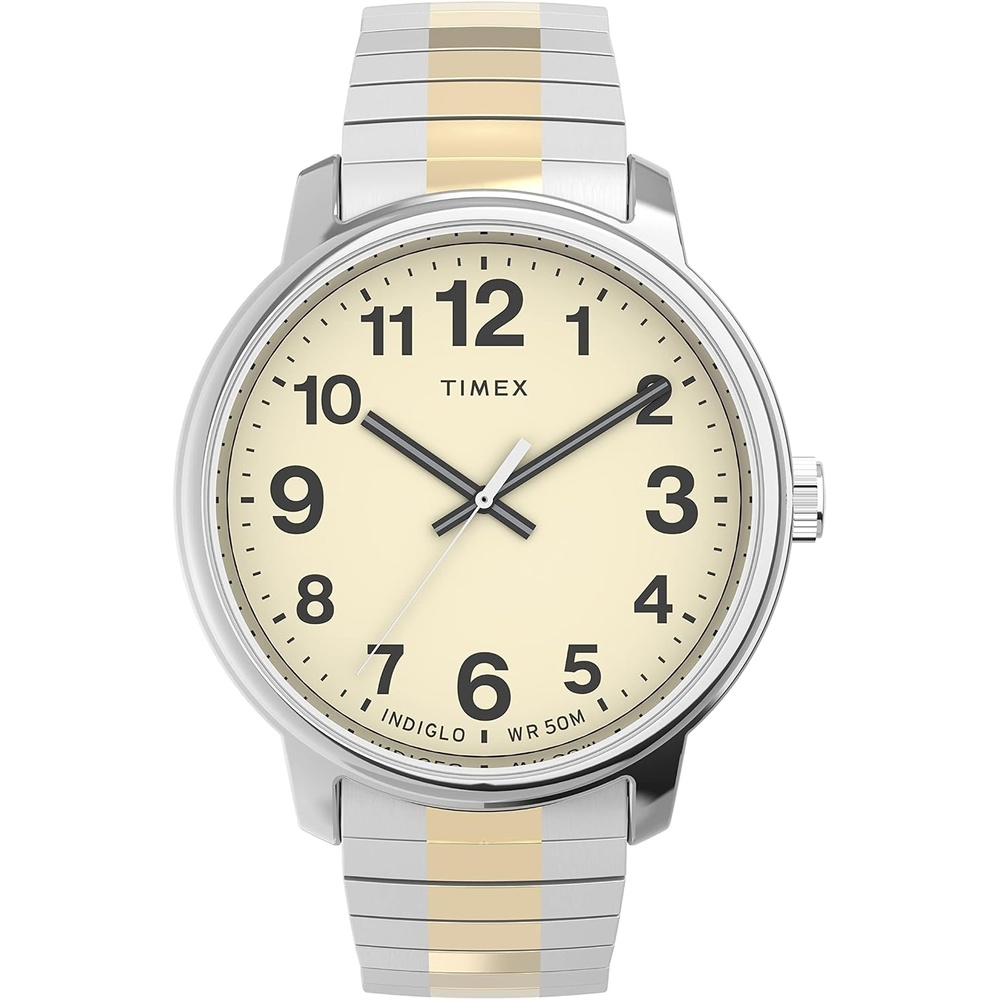 image:imageTimex Mens Easy Reader WatchTwoToneSilverToneCream43mm