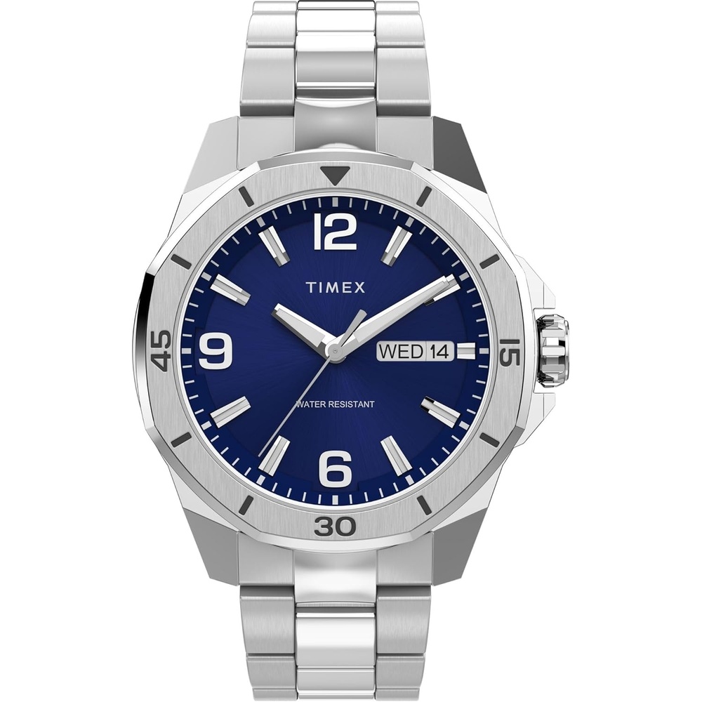 image:imageTimex Mens Essex 46mm Watch Black Link Bracelet Black Dial SilverTone CaseBlackSilverToneBlack