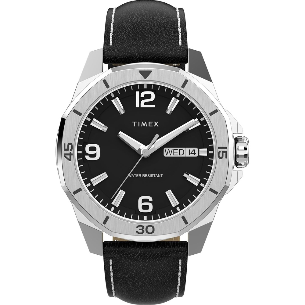 image:imageTimex Mens Essex 46mm Watch Black Link Bracelet Black Dial SilverTone CaseBlackSilverToneBlue