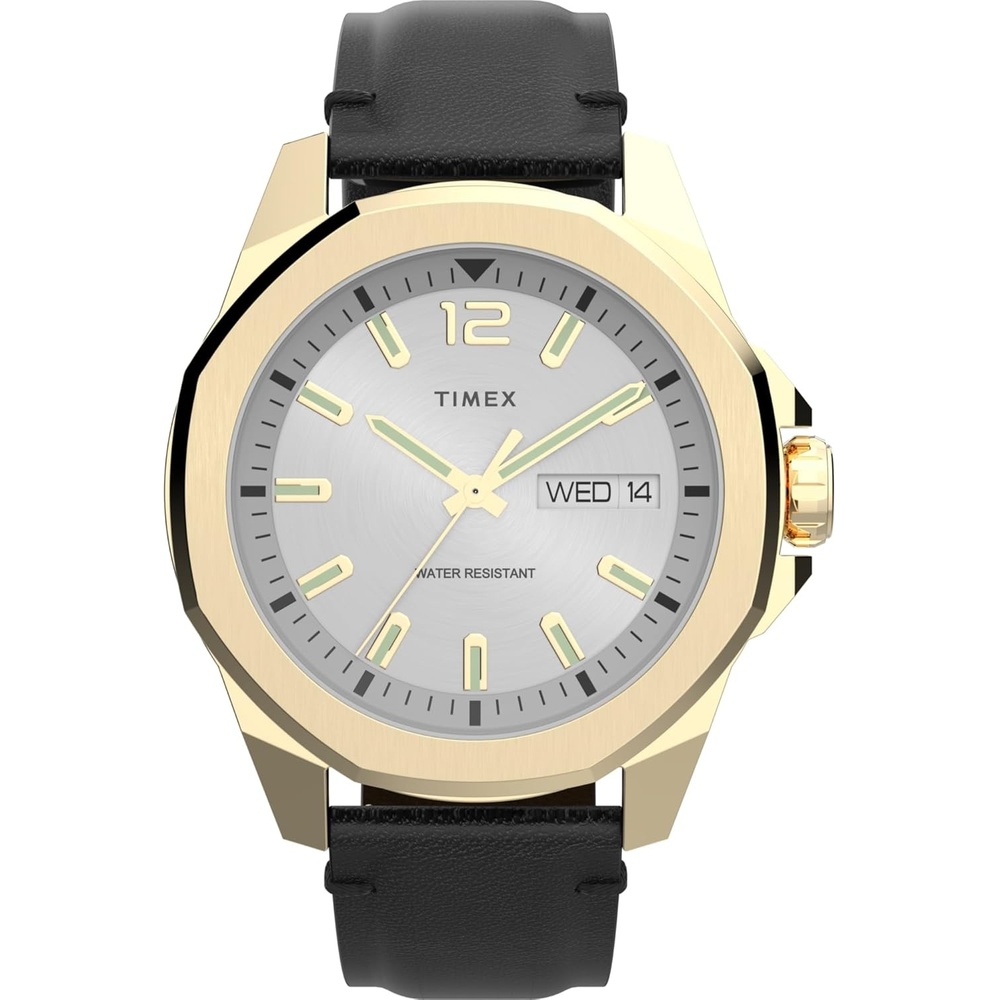 image:imageTimex Mens Essex 46mm Watch  Black Strap Black Dial SilverTone CaseBlackWhiteGoldTone