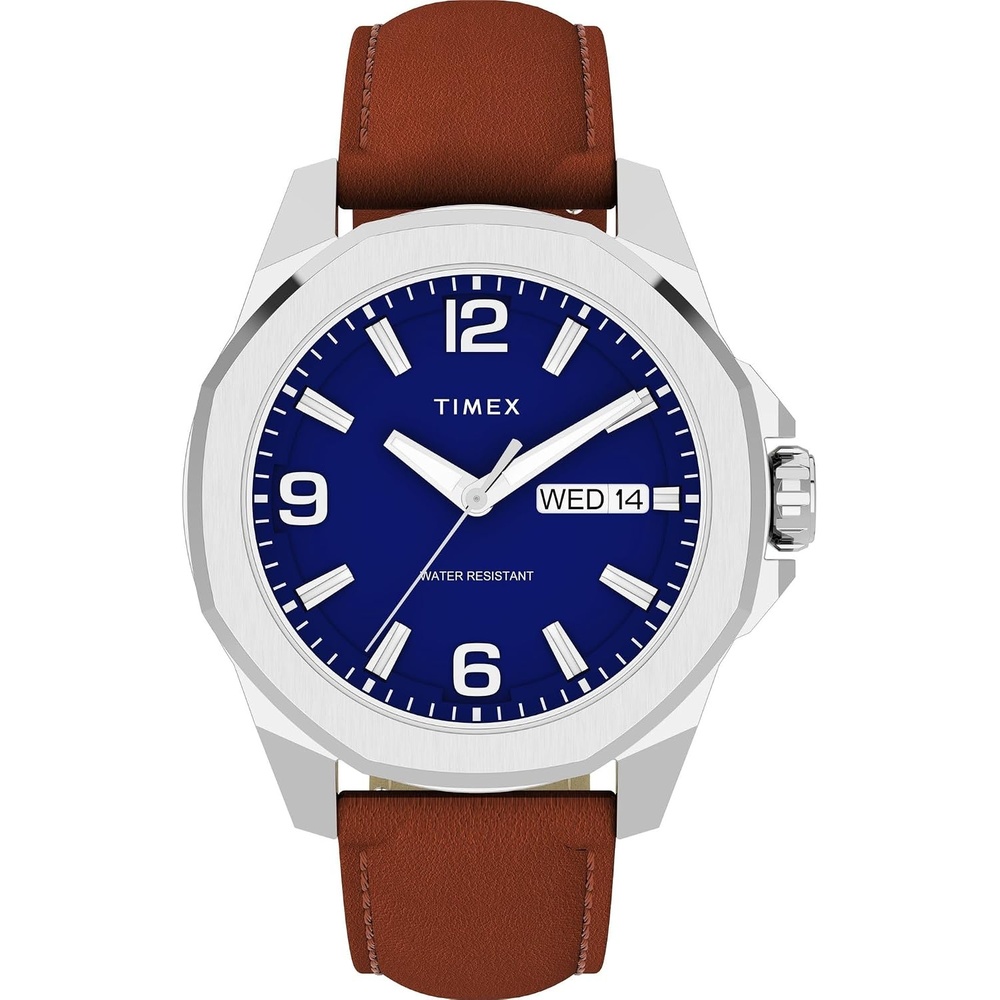 image:imageTimex Mens Essex 46mm WatchBrownSilverToneBlue