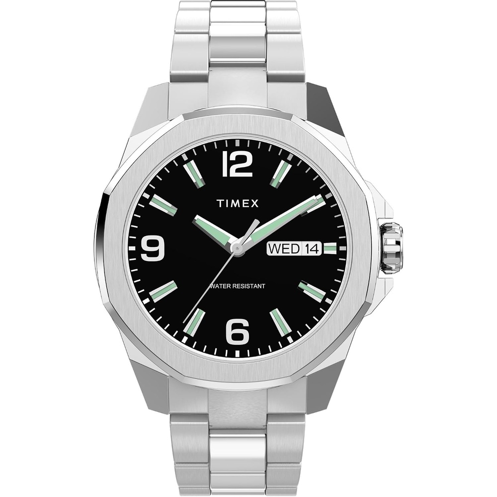 image:imageTimex Mens Essex 46mm WatchStainless SteelSilverToneBlack