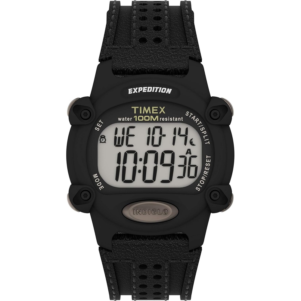 image:imageTimex Mens Expedition Digital CAT 39mm Watch Black Case with Black Fabric amp Leather Strap