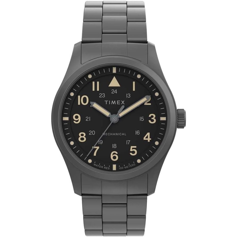 image:imageTimex Mens Expedition North Field Post Mechanical 38mm Watch Black Dial Stainless Steel Case with Black Stainless Steel Bracelet