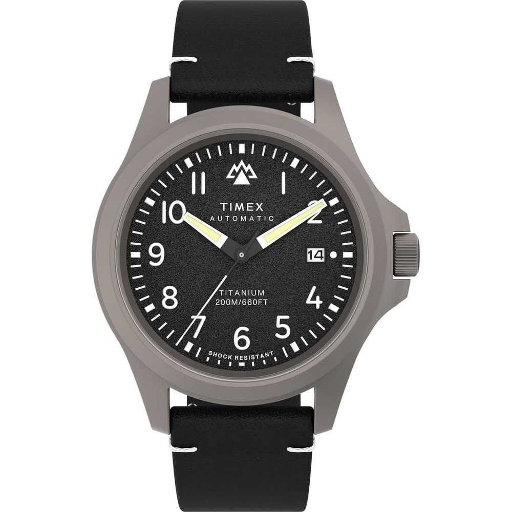 image:imageTimex Mens Expedition North Titanium Automatic 41mm Watch Black Strap Black Dial Titanium Case