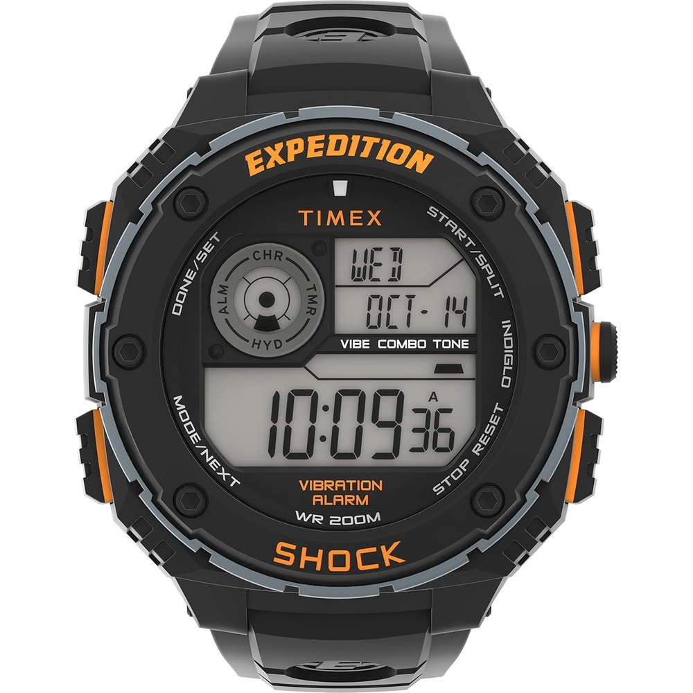 image:imageTimex Mens Expedition Vibe Shock 50mm WatchBlackOrange