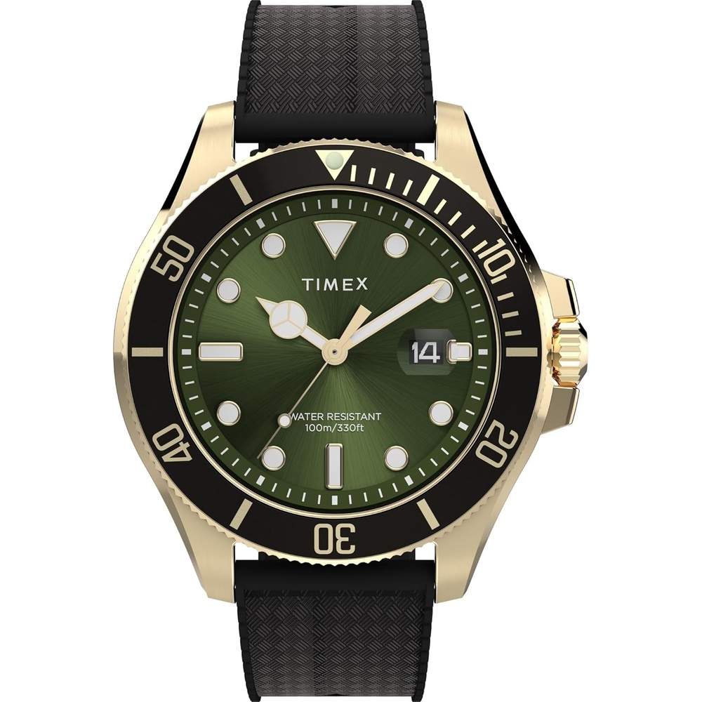 image:imageTimex Mens Harborside 42mm WatchBlackGoldToneGreen