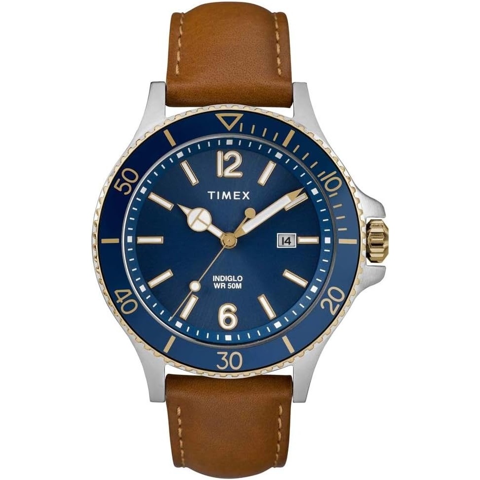 image:imageTimex Mens Harborside 42mm WatchTanBlueSilverTone