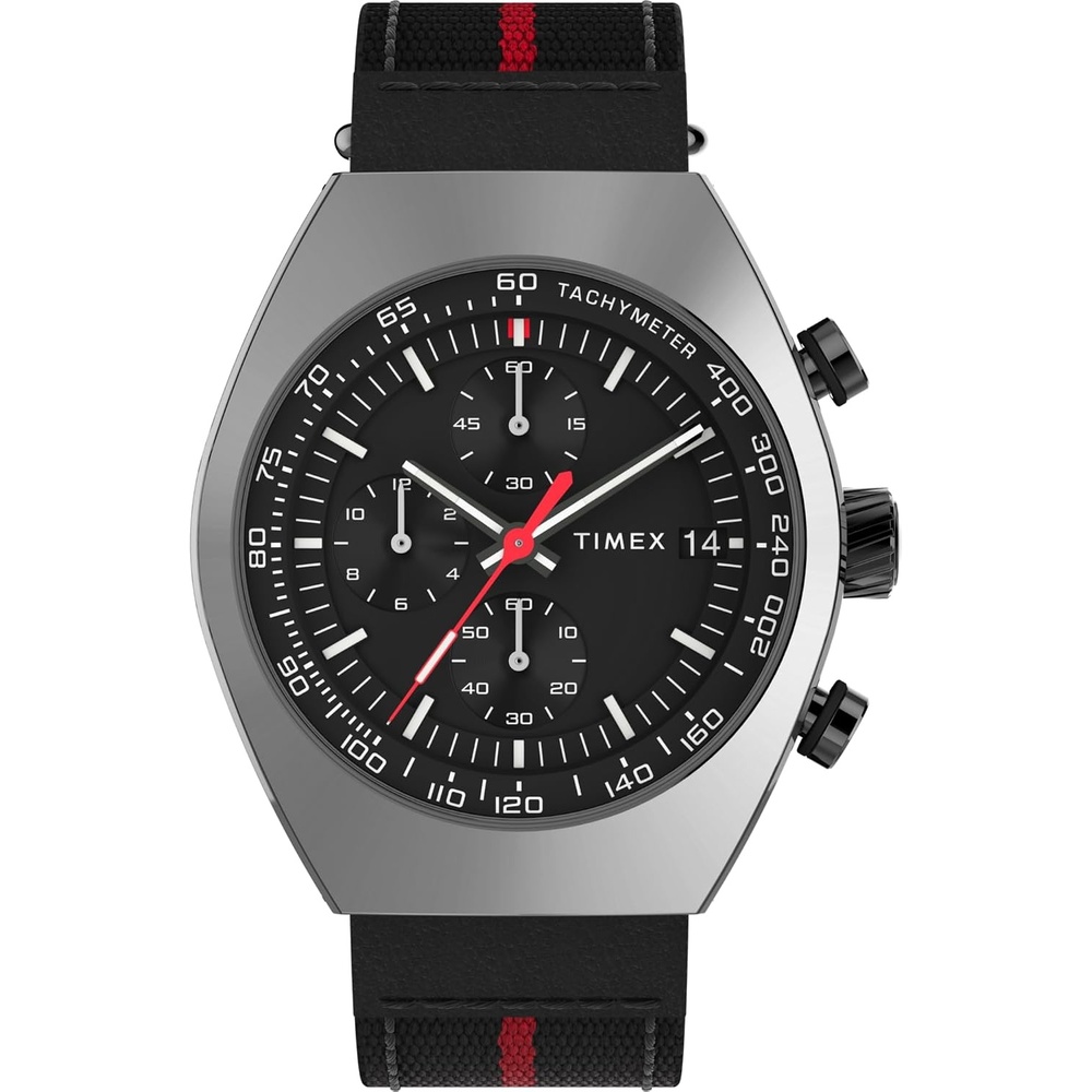 image:imageTimex Mens Legacy Tonneau 42mm Watch  Black Strap Black Dial Stainless Steel CaseBlackBlackGunmetal