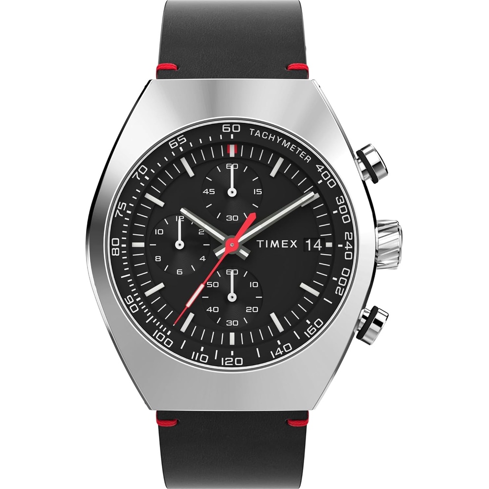 image:imageTimex Mens Legacy Tonneau 42mm Watch Black Strap Black Dial Stainless Steel CaseBlackBlackStainless Steel