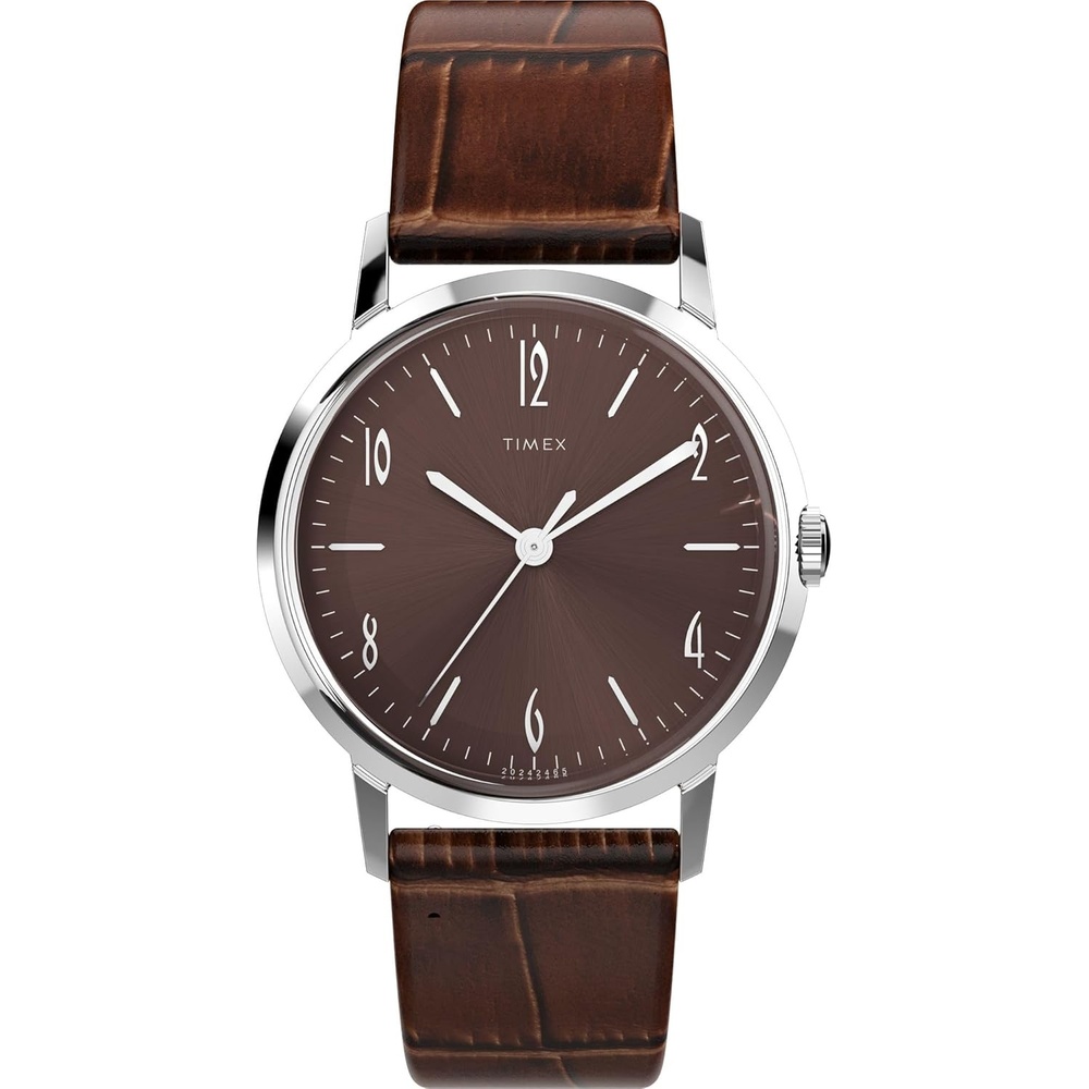 image:imageTimex Mens Marlin 34mm Watch Brown Strap Brown Dial Stainless Steel Case