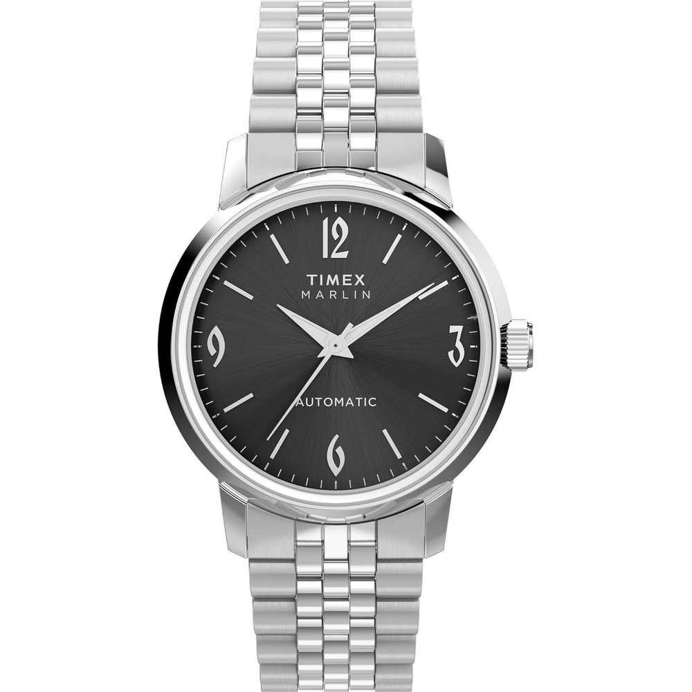 image:imageTimex Mens Marlin 40mm Watch Stainless Steel Link Bracelet Quick Release Black Dial Stainless Steel Case