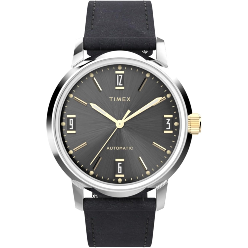 image:imageTimex Mens Marlin Automatic 40mm Watch Black Strap Black Dial Stainless Steel Case